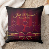 Elegant Red Hearts en Ribbon Wedding Kussen (Deken)