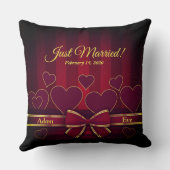 Elegant Red Hearts en Ribbon Wedding Kussen (Achterkant)