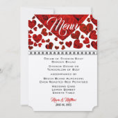 Elegant Red Hearts en Rozen Wedding Menu Kaart (Voorkant)