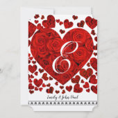 Elegant Red Hearts en Rozen Wedding Menu Kaart (Achterkant)