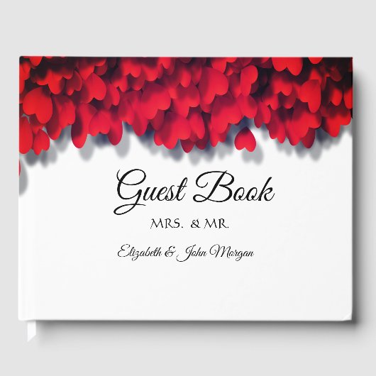 Elegant Red Hearts Gastenboek (Voorkant)