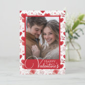 Elegant Red Hearts Happy Valentijns's Custom Photo Feestdagenkaart (Staand voorkant)