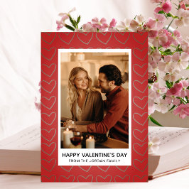 Elegant Red Hearts Happy Valentine's Day 1 Photo Feestdagenkaart