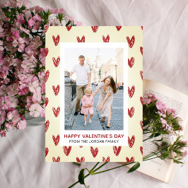 Elegant Red Hearts Happy Valentine's Day 1 Photo Feestdagenkaart