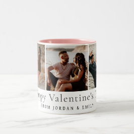 Elegant Red Hearts Happy Valentine's Day 3 Photo Tweekleurige Koffiemok