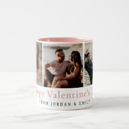 Elegant Red Hearts Happy Valentine's Day 3 Photo Tweekleurige Koffiemok