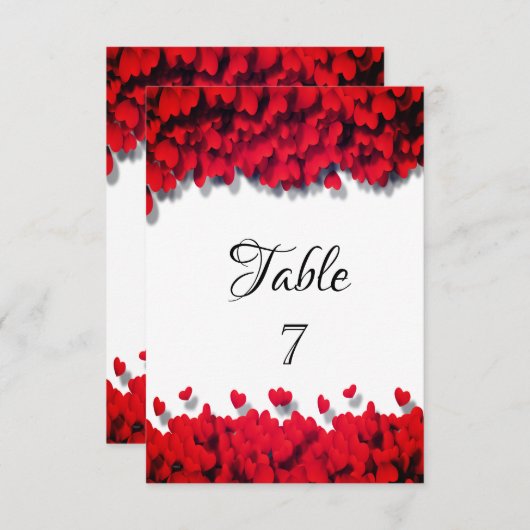 Elegant Red Hearts Kaart (Voorkant / Achterkant)