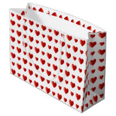 Elegant Red Hearts op White Groot Cadeauzakje (Achterkant Gekanteld)