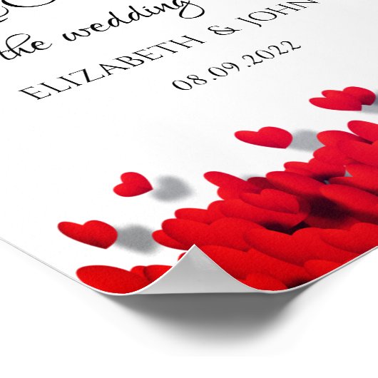 Elegant Red Hearts Poster (Hoek)