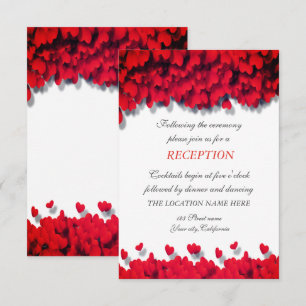 Elegant Red Hearts Reception Kaart