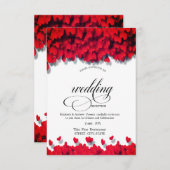 Elegant Red Hearts Rehearsal Dinner Kaart (Voorkant / Achterkant)