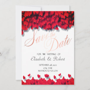 Elegant Red Hearts Save The Date