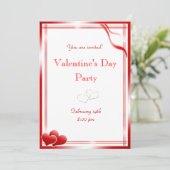 Elegant Red hearts Valentine's Day Party Kaart (Staand voorkant)