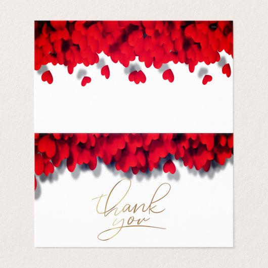 Elegant Red Hearts Visitekaartje (Buitenkant ongevouwen)