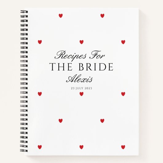 Elegant Red Hearts Vrijgezellenfeest Recept Notitieboek (Voorkant)