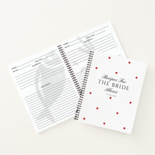 Elegant  Red Hearts Vrijgezellenfeest Recept Notitieboek (Binnen)