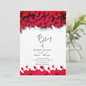 Elegant Red Hearts Wedding Kaart (Staand voorkant)