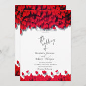 Elegant Red Hearts Wedding Kaart (Voorkant / Achterkant)