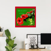 Elegant Red Hibiscus Custom Flower Quote Gardeners Poster (Thuiskantoor)