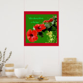 Elegant Red Hibiscus Custom Flower Quote Gardeners Poster (Keuken)