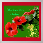 Elegant Red Hibiscus Custom Flower Quote Gardeners Poster (Voorkant)