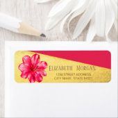 Elegant Red, Hibiskus, Gold Address Label (Insitu)