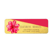 Elegant Red, Hibiskus, Gold Address Label (Voorkant)