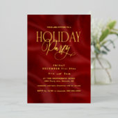 Elegant Red Holiday Party Folie Uitnodiging (Staand Voorkant)