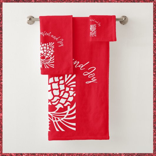 Elegant Red Holiday Seizoen Bad Handdoek