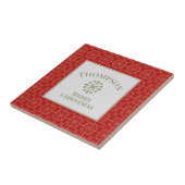 Elegant Red Holiday Vintage kerstnaam Tegeltje (Zijkant)