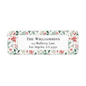 Elegant Red Holly Berry Greenery Retouradres Etiket (Voorkant)