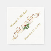 Elegant Red Holly kerstbruiloft Servetten (Voorkant)