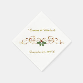 Elegant Red Holly kerstbruiloft Servetten