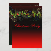 Elegant Red Holly kerstfeest Kaart (Voorkant / Achterkant)