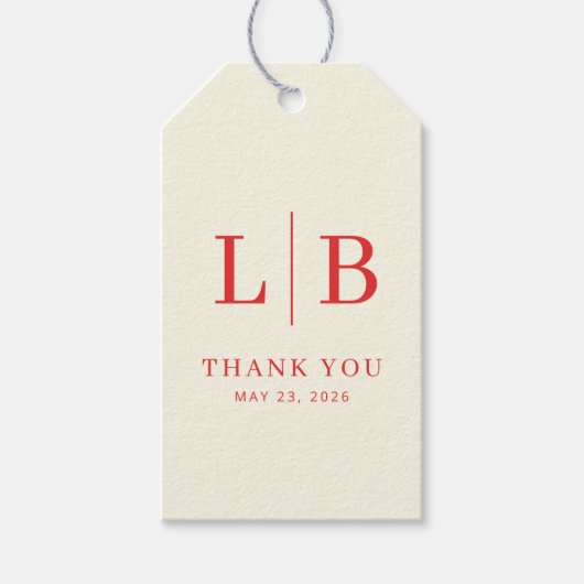 Elegant Red Initials Cadeaulabel (Voorkant)