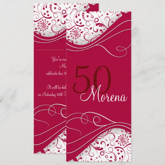 Elegant Red Invitation Kaart (Voorkant / Achterkant)