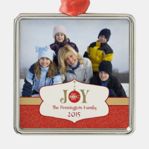 Elegant red joy kerstvakantie foto-versiering metalen ornament