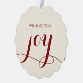 Elegant Red Joy Personalized Christmas Photo Ornament Kaart (Links)