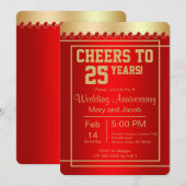 Elegant Red Jubileum Party Kaart (Voorkant / Achterkant)