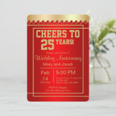 Elegant Red Jubileum Party Kaart (Staand voorkant)