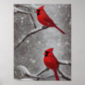 Elegant Red Kardinaal Birds Art Poster (Voorkant)