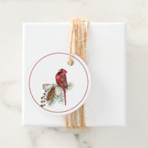 Elegant Red Kardinaal kerstcadeau Label