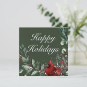 Elegant Red Kardinaal Kerstmis Prettige feestdagen Feestdagenkaart (Staand voorkant)