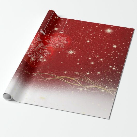 Elegant Red Kerstbal Ball Holiday Cadeaupapier (Uitgerold)