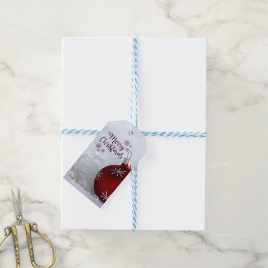 Elegant Red Kerstbal Cadeaulabel (Met Touw)