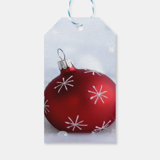 Elegant Red Kerstbal Cadeaulabel (Achterkant)