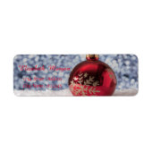 Elegant Red Kerstbal, sneeuw, Bokeh Etiket (Voorkant)