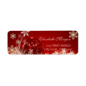 Elegant Red Kerstbal, Snowflakes Label (Voorkant)