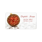 Elegant Red Kerstbal, sterren Etiket (Voorkant)