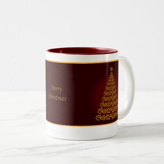 Elegant Red Kerstbomen Mok (Voorkant rechts)